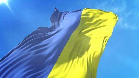 Ukraine Flag Low Angle View Video stock 295700456