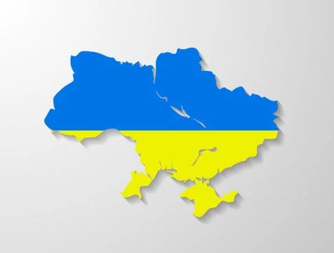 Ukraine  flag map with shadow effect Stock Illustration