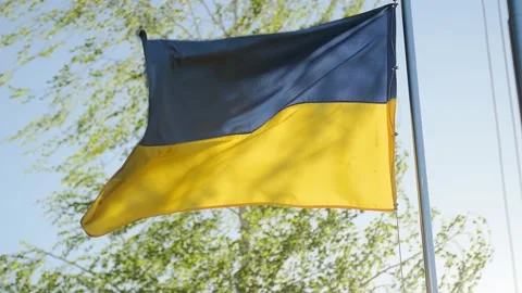 Ukraine flag. National flag of Ukraine. Ukraine Flags Slow Motion video. Ukraine Stock Footage