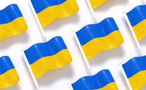 Ukraine flag pattern background white soft color. Realistic cartoon 3d styl.. 스톡 일러스트
