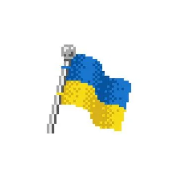 Ukraine Flag in Pixel Art Stock Illustration