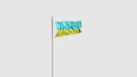  Ukraine   Flag Pole  Animation Include Alpha 3D Rendering Video stock 282994715