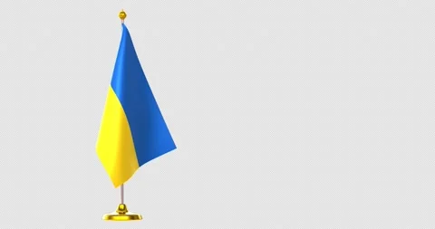 Ukraine flag on pole for countries summit Stock Footage 210520423