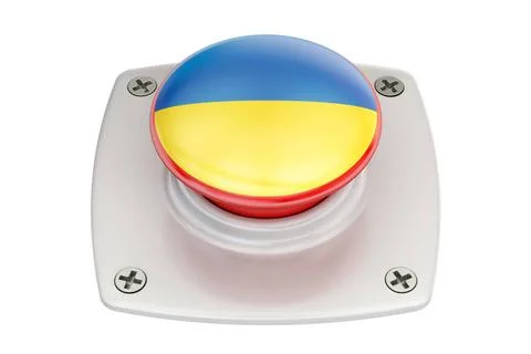 Ukraine flag push button, 3D rendering Ukraine flag push button, 3D render... Stock Photos