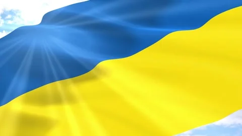 Ukraine Flag Seamless Loop 4k 60fps on Sky Background Stock Footage 341553812