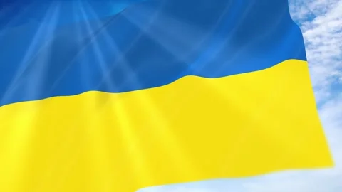 Ukraine Flag Seamless Loop 4k 60fps on Sky Background Stock Footage 341679238