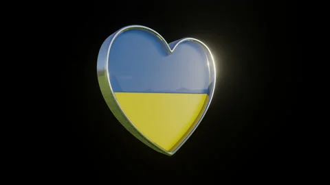 Ukraine Flag in the Shape of 3D Heart. Stock Footage 133196322