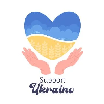 Ukraine flag in the shape of heart. Save Ukraine, Support Ukraine. Illustrazione stock