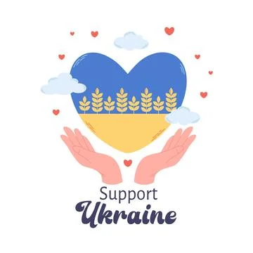 Ukraine flag in the shape of heart. Save Ukraine, Support Ukraine. 스톡 일러스트