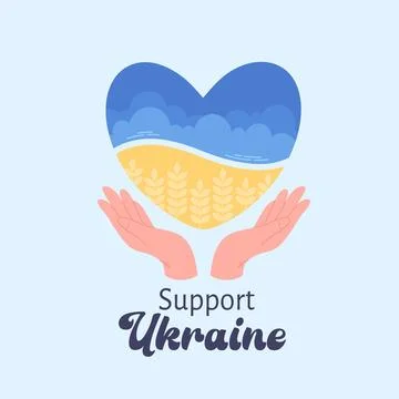 Ukraine flag in the shape of heart. Save Ukraine, Support Ukraine イラスト素材