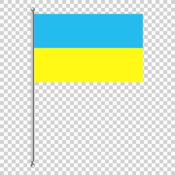 Ukraine flag on silver pole isolated on transparent background png Stock Illustration