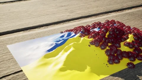 Ukraine Flag - Virus Growth Stock Footage 320244009