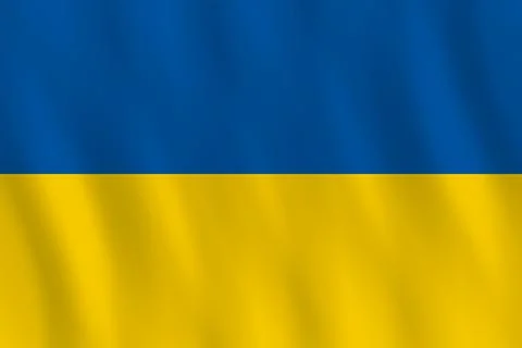 Ukraine flag with waving effect, official proportion. Stock Illustration