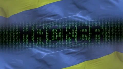 Ukraine flag - Waving flag on matrix binary code background Video stock 321420695