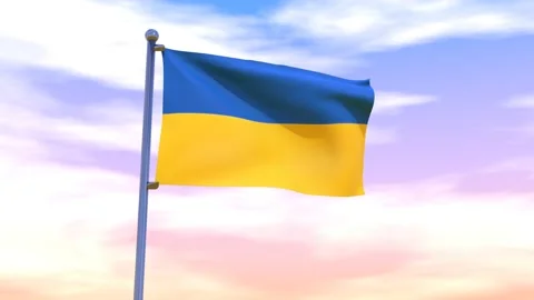 Ukraine Flag waving in the high wind Video stock 155459354