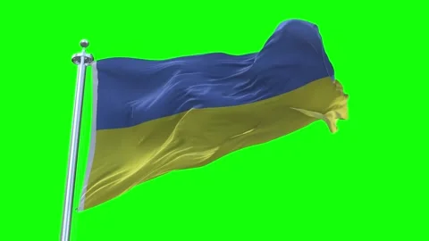 Ukraine Flag Waving in Loopable and Textured green screen background Stock Footage 296875966