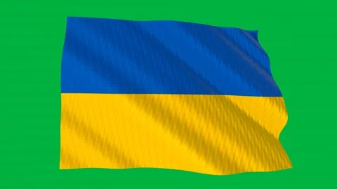 Ukraine flag waving in the wind on a green screen 스톡 동영상 343134805