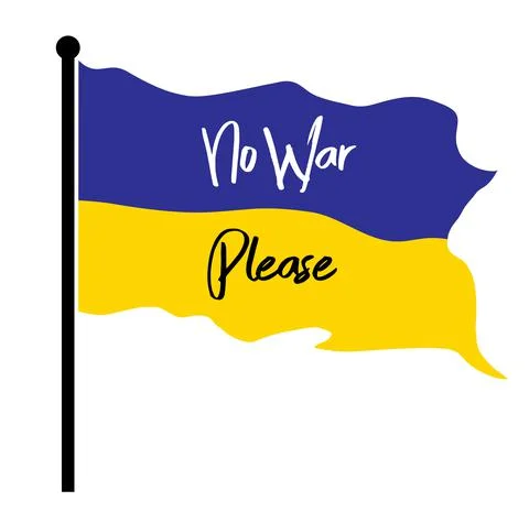 Ukraine flag waving write text on No War Please  isolated on white background イラスト素材