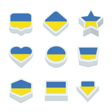 Ukraine flags icons and button set nine styles Stock Illustration