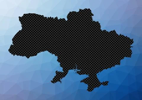 Ukraine geometric map. Stencil shape of Ukraine in low poly style. Powerful.. Ilustração Stock