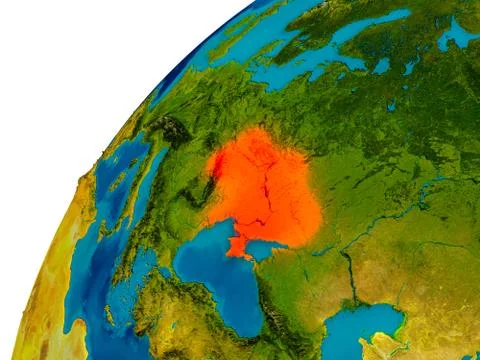 Ukraine on globe Stock Illustration