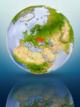 Ukraine on globe Stock Illustration
