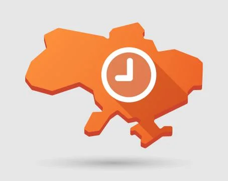 Ukraine green map icon with a clock Stock Illustration