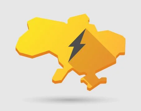 Ukraine green map icon with a lightning Ilustración de archivo