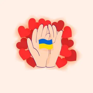Ukraine Hands Donation Stock Illustration