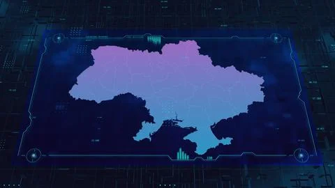 Ukraine HUD UI Digital Map Stock Illustration