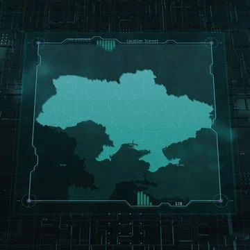 Ukraine HUD UI Digital Map Stock Illustration