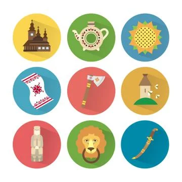 Ukraine Icon Set  Stock Illustration