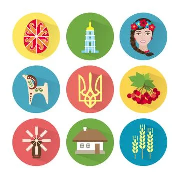 Ukraine Icon Set  Stock Illustration