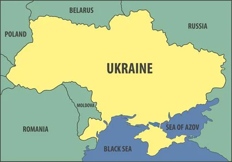 Ukraine. Image in the form of a map of the territory of the European state of Stock Illustration