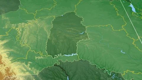 Ukraine - Khmelnytskyy outlined on physical map Illustrazione stock