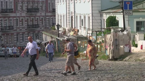 UKRAINE. KIEV. AUGUST 2011: St Andrew's Church and Hill Stock Footage 49805841