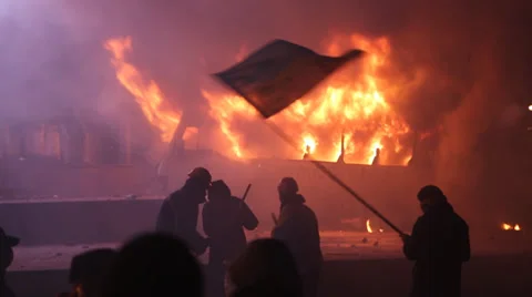 UKRAINE, KIEV, JANUARY 19, 2014: Anti-government protest in Kiev, Ukraine Stock Footage