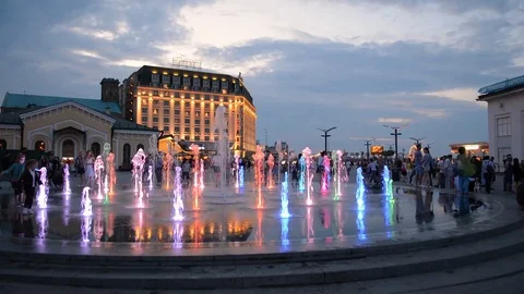 Ukraine, Kiev Podol  Post square, fountains Stock Footage 91616932