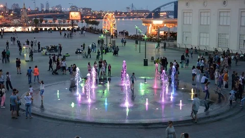 Ukraine, Kiev Podol  Post square, fountains Stock Footage 91616946