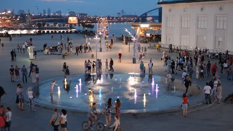 Ukraine, Kiev Podol  Post square, fountains Stock Footage 91616947