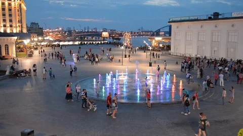 Ukraine, Kiev Podol  Post square, fountains Stock Footage 91616950