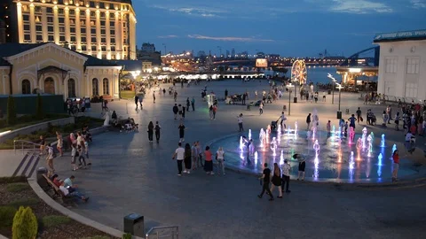 Ukraine, Kiev Podol  Post square, fountains Stock Footage 91616962