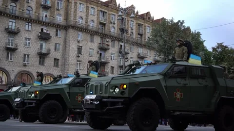 Ukraine, Kyiv - August 18, 2021: Trucks. Armament Ukrainian army. SupportUkraine Stock Footage 161970441