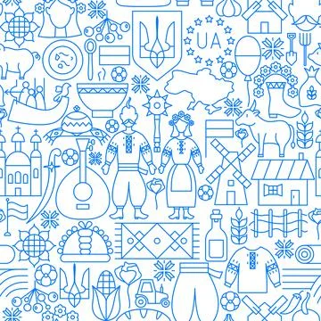 Ukraine Line Seamless Pattern Stock Illustration