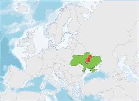 Ukraine location on Eastern Europe map, vector illustration Stock Illustration