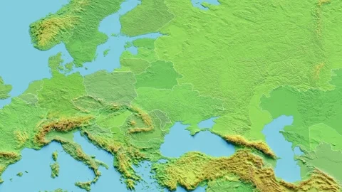 Ukraine Map 3D animated with Borders Video stock 348535463