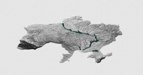 Ukraine map with 3d relief 4K solid ground Stock Footage 209138430