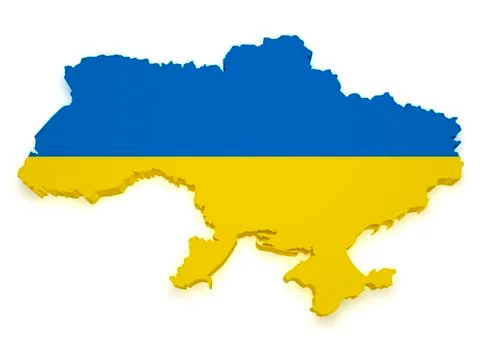 Ukraine map 3d shape Stock Illustration