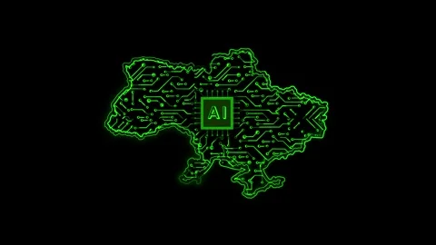 Ukraine Map AI Chipset Technology Opener Stock Footage 337082391