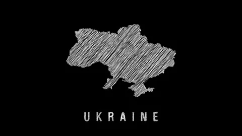 Ukraine map appearing with scribble effect on black background Stock Footage 320207538